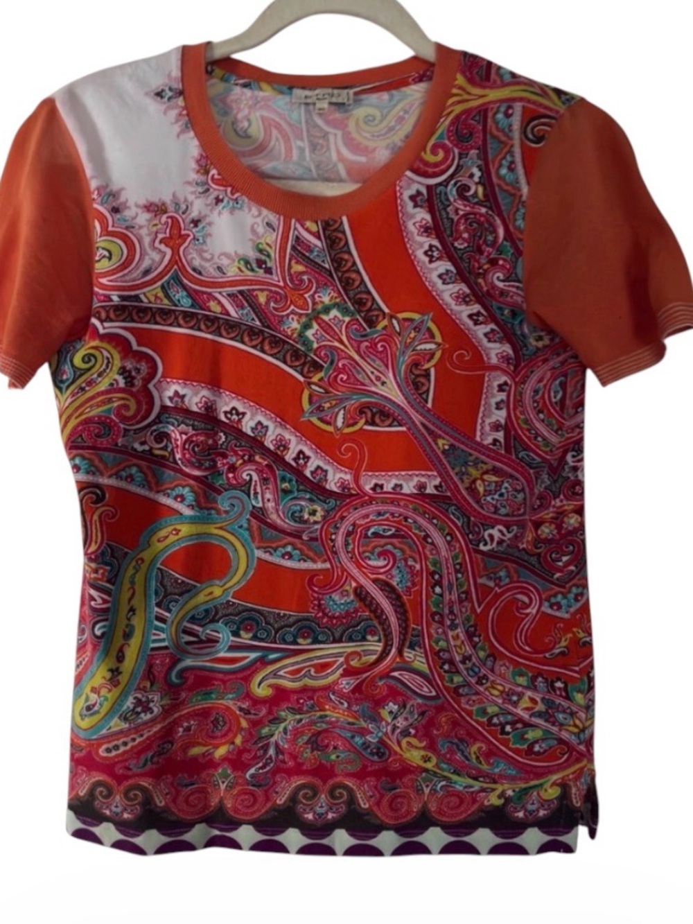 ETRO MILANO Vibrant Paisley Print Top Sz 40 which fits me like a small. EUC
